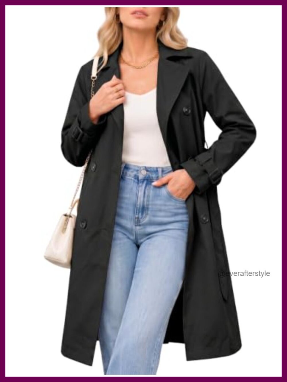Oversized Lapel Trench Coat Mid-Thigh Belted Lightweight Layer